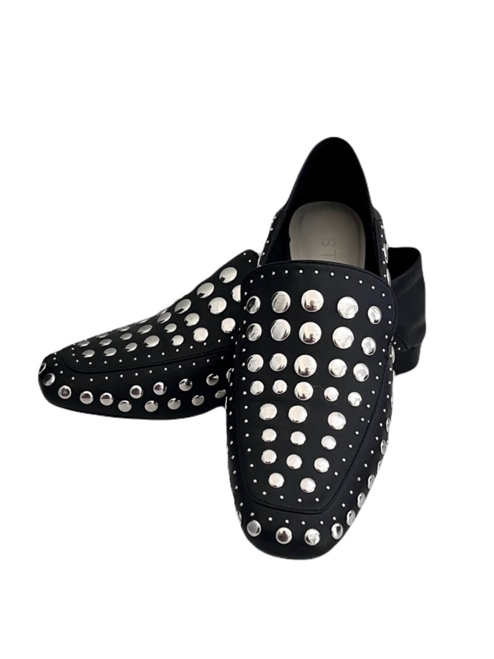 1. State Black Leather ‘Flintia’ Silver Studded Convertible Flats, Size 7.5